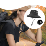 Maxbell Sun Bucket Hat Wide Brim with Hard Shell Quick Drying Fishing Hat Black