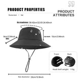 Maxbell Sun Bucket Hat Wide Brim with Hard Shell Quick Drying Fishing Hat Black