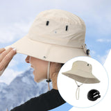 Maxbell Sun Bucket Hat Wide Brim with Hard Shell Quick Drying Fishing Hat Beige