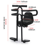 Maxbell Bicycle Front Seat for Kids for 6 Months - 8 Years Old Mountain Bike Outdoor Black with Armrests