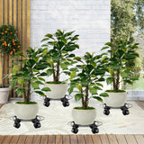 Maxbell 4x Flower Pot Base Round Indoor and Outdoor Planter Pots Rolling Plant Cart