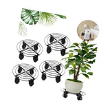 Maxbell 4x Flower Pot Base Round Indoor and Outdoor Planter Pots Rolling Plant Cart