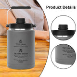 Maxbell Ice Jug Keeps Drinks Cold Portable Insulated Water Bottle for Sports Fitness Gray