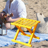 Maxbell Plastic Foldable Camping Stool for Barbecue 9.4x11.8x9.4inch Multifunctional Yellow