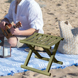 Maxbell Plastic Foldable Camping Stool for Barbecue 9.4x11.8x9.4inch Multifunctional Dark Green