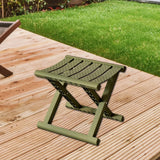 Maxbell Plastic Foldable Camping Stool for Barbecue 9.4x11.8x9.4inch Multifunctional Dark Green