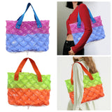 Maxbell Inflatable Beach Tote Bag Beach Basket Waterproof PVC Handbag for Gym Market Blue Purple