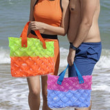 Maxbell Inflatable Beach Tote Bag Beach Basket Waterproof PVC Handbag for Gym Market Blue Purple