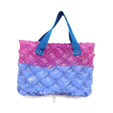Maxbell Inflatable Beach Tote Bag Beach Basket Waterproof PVC Handbag for Gym Market Blue Purple