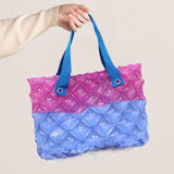 Maxbell Inflatable Beach Tote Bag Beach Basket Waterproof PVC Handbag for Gym Market Blue Purple