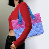 Maxbell Inflatable Beach Tote Bag Beach Basket Waterproof PVC Handbag for Gym Market Blue Purple