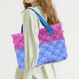 Maxbell Inflatable Beach Tote Bag Beach Basket Waterproof PVC Handbag for Gym Market Blue Purple