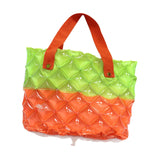Maxbell Inflatable Beach Tote Bag Beach Basket Waterproof PVC Handbag for Gym Market Green Orange