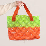 Maxbell Inflatable Beach Tote Bag Beach Basket Waterproof PVC Handbag for Gym Market Green Orange