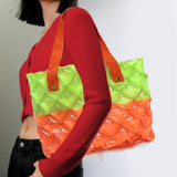 Maxbell Inflatable Beach Tote Bag Beach Basket Waterproof PVC Handbag for Gym Market Green Orange