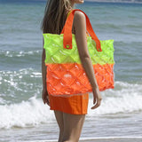 Maxbell Inflatable Beach Tote Bag Beach Basket Waterproof PVC Handbag for Gym Market Green Orange