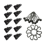 Maxbell 10Pcs Tarp Clips Set Sturdy and 10 Carabiner Clips for Canvas Camping Banner