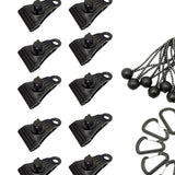 Maxbell 10Pcs Tarp Clips Set Sturdy and 10 Carabiner Clips for Canvas Camping Banner