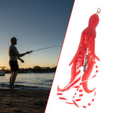 Maxbell Squid Fishing Lure Freshwater Realistic Lake Gift with Sharp Hooks Soft Lure Fluorescent Red