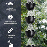 Maxbell Lotus Rain Chain for Gutters Rainwater Catcher Chain for Garden Outdoor Yard Black