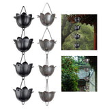 Maxbell Lotus Rain Chain for Gutters Rainwater Catcher Chain for Garden Outdoor Yard Black