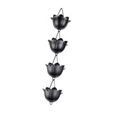 Maxbell Lotus Rain Chain for Gutters Rainwater Catcher Chain for Garden Outdoor Yard Black