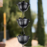 Maxbell Lotus Rain Chain for Gutters Rainwater Catcher Chain for Garden Outdoor Yard Black