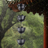 Maxbell Lotus Rain Chain for Gutters Rainwater Catcher Chain for Garden Outdoor Yard Black
