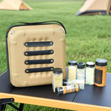 Maxbell Seasoning Bottle Storage Bag Cooking Utensil Holder for Picnic Camping Beach Khaki