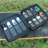 Maxbell Seasoning Bottle Storage Bag Cooking Utensil Holder for Picnic Camping Beach Khaki