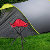 Maxbell Camping Folding Tripod Stool Foldable Triangle Chair for Camp Travel Walking Red
