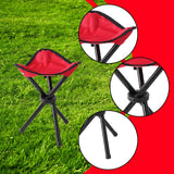 Maxbell Camping Folding Tripod Stool Foldable Triangle Chair for Camp Travel Walking Red
