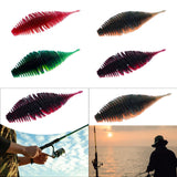 Maxbell Soft Fishing Lure Worm Grub Maggots Lure for Trout Bass Freshwater Saltwater Red White
