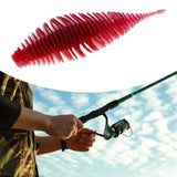 Maxbell Soft Fishing Lure Worm Grub Maggots Lure for Trout Bass Freshwater Saltwater Red White