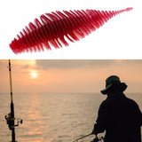 Maxbell Soft Fishing Lure Worm Grub Maggots Lure for Trout Bass Freshwater Saltwater Red White