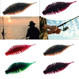 Maxbell Soft Fishing Lure Worm Grub Maggots Lure for Trout Bass Freshwater Saltwater Red White