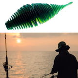 Maxbell Soft Fishing Lure Worm Grub Maggots Lure for Trout Bass Freshwater Saltwater Green