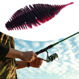 Maxbell Soft Fishing Lure Worm Grub Maggots Lure for Trout Bass Freshwater Saltwater Red Black