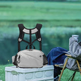 Maxbell Harness Chest Pack for Woman and Man Multi Pocket Portable Sport Storage Bag Beige White