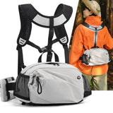 Maxbell Harness Chest Pack for Woman and Man Multi Pocket Portable Sport Storage Bag Beige White