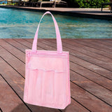 Maxbell Portable Mesh Shower Tote Bag Bathroom Organizer for Camp Women/Men Bathroom Pink