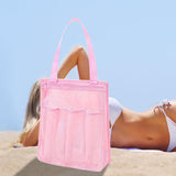 Maxbell Portable Mesh Shower Tote Bag Bathroom Organizer for Camp Women/Men Bathroom Pink