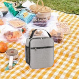 Maxbell Lunch Bag with Handle and Bottle Pocket Waterproof for Beach Outdoor Camping White Gray