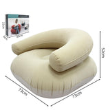 Maxbell Inflatable Lounge Chair Soft Inflatable Lounger for Courtyard Indoor Bedroom Beige