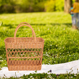 Maxbell Picnic Basket with Handles Decor Storage Organizer for Outdoor Bread Kitchen 36cmx18cmx44cm