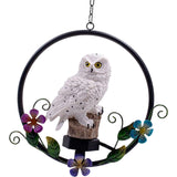 Maxbell Hanging Waterproof Garden Owl Decor for Outdoor Walkway Backyard white