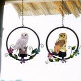 Maxbell Hanging Waterproof Garden Owl Decor for Outdoor Walkway Backyard white