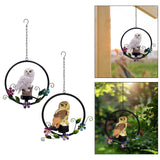 Maxbell Hanging Waterproof Garden Owl Decor for Outdoor Walkway Backyard white