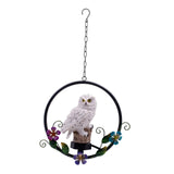 Maxbell Hanging Waterproof Garden Owl Decor for Outdoor Walkway Backyard white