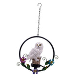 Maxbell Hanging Waterproof Garden Owl Decor for Outdoor Walkway Backyard white